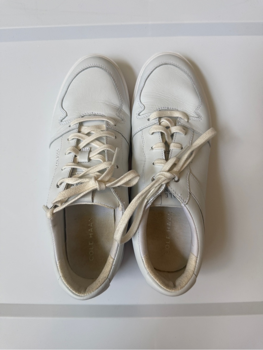 Cole Haan Off-White Leather Lace-Up Sneakers